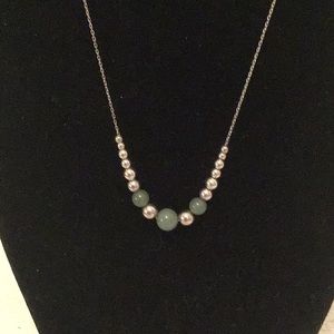 Sterling Silver with Jade & S S Beads Necklace